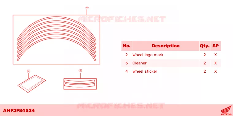 --- KIT,WHEEL STICKER *NHA30M* Honda MOTO 650 CB 2023  CB650RAP